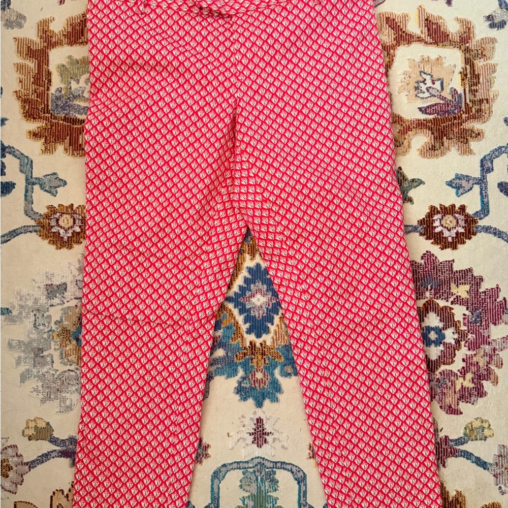 GAP Vibrant Red and White Patterned Cropped Pants